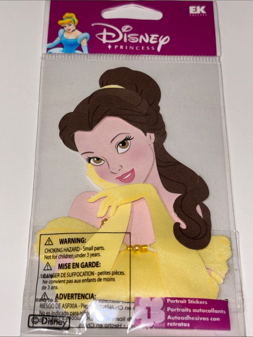 Disney EK Success Jolees Dimensional Sticker ~ Belle Portrait. Disney Belle Port